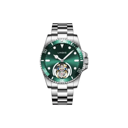 LINGKE Автоматический Механический Механизм Часы Мужские Зеленый Циферблат