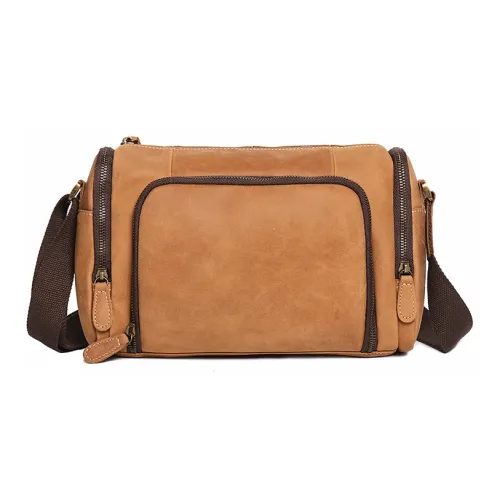 ROSEROOEN Сумка через плечо из натуральной коровьей кожи Унисекс Коричневый Желтый Коричневый