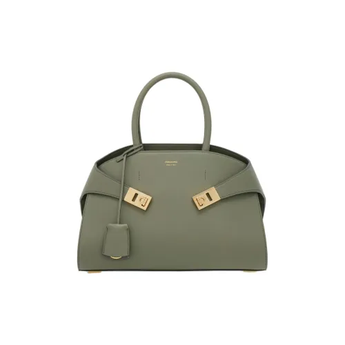 Ferragamo Сумка через плечо из коровьей кожи маленькая сумка для женщин серый зеленый