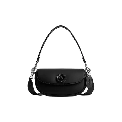 COACH Коровья кожа Седло Сумка Портативная Сумка через плечо Сумка через плечо Стандартная Женская Черная
