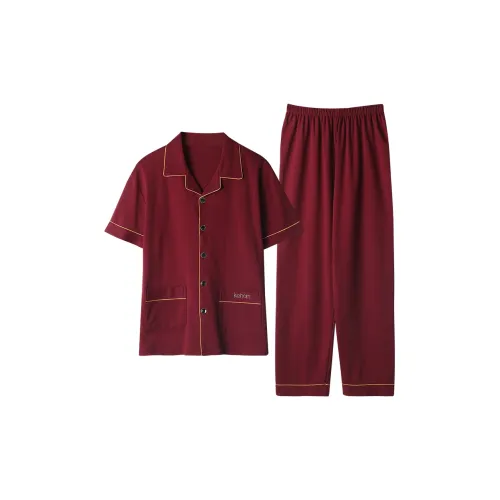 Mulong Family Пижамный комплект Мужской Бордовый