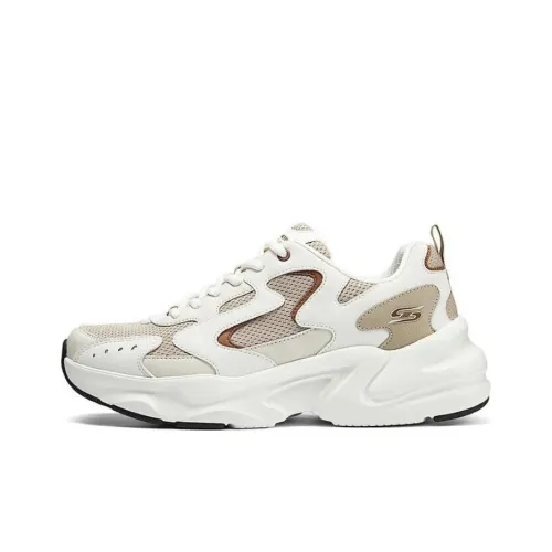 Skechers DLITES Легкий Увеличение Высоты Низкий Топ Тяжелая Подошва Кроссовки Мужские Белый Умбра