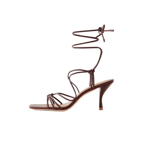 REFORMATION One Ремень Сандалии 7,5 см Женские Коричневый