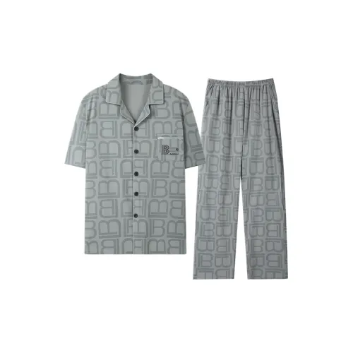 H YXIANG Пижамный комплект мужской серый зеленый