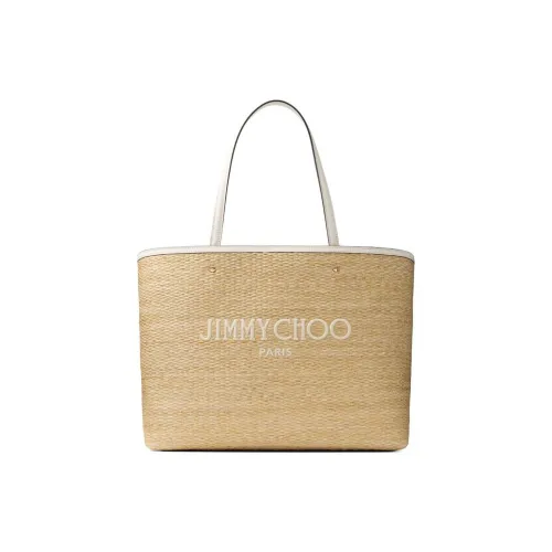 Jimmy Choo Raffia Tote Bag Shopping Bag Women's Beige