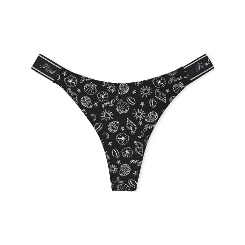 Victoria's Secret Розовый логотип Хлопок HIGH Нога Стринг PANTY CfCPP Нижнее белье Женские 1 шт Черный