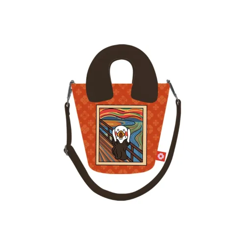 Perfect Styles Ткань Ведрообразная Сумка Через плечо Одно Плечо Сумка Средняя Женская Коричневая Белая