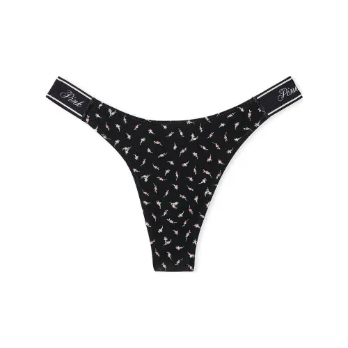 Victoria's Secret Розовый логотип Хлопок HIGH Нога Стринг PANTY PBDF Нижнее белье Женские 1 упаковка Черный
