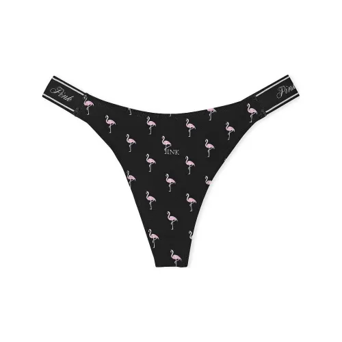 Victoria's Secret Розовый логотип Хлопок HIGH Нога Стринг PANTY PBFP Нижнее белье Женские 1 шт Черный