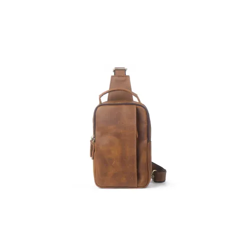 ROSEROOEN Сумка через плечо из натуральной коровьей кожи стандартная мужская ретро-коричневый темный ретро-коричневый