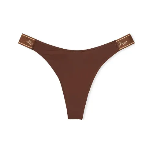 Victoria's Secret Розовый логотип Хлопок HIGH Нога Стринг PANTY Ганаш Нижнее белье Женские 1 шт Ганаш