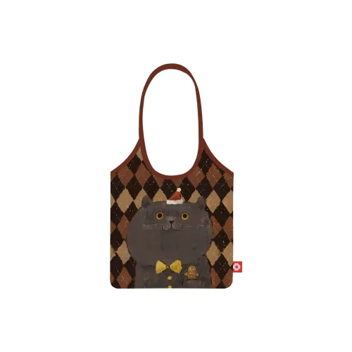 Perfect Styles Ткань Сумка на плечо Большая Женская Цвет имбирного печенья Кошка