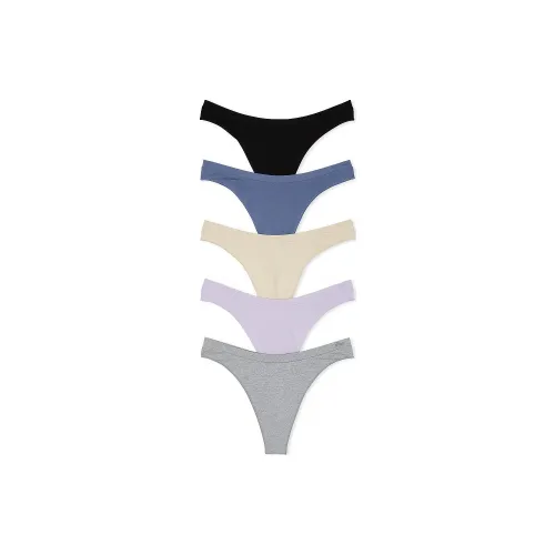 Victoria's Secret Розовый 5 пар Бесшовные HIGH Нога Стринг ПЕНДЕКС Весенний Базовый Нижнее белье Женские 5 пар Многоцветный