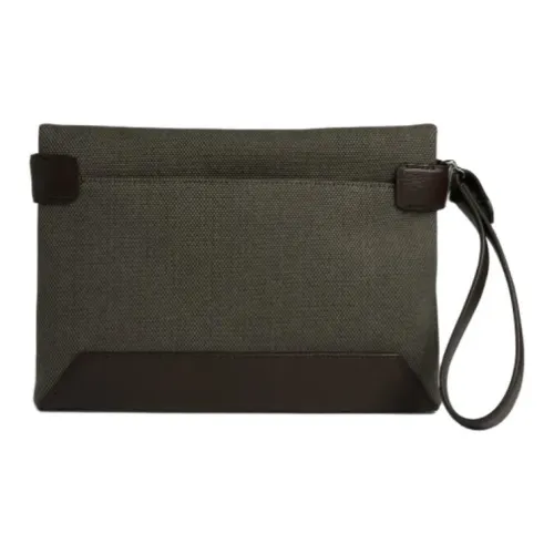 Dunhill Клатч из ткани с коровьей кожей мужской черный ореховый