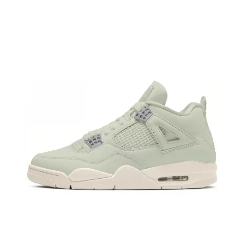 Jordan Air Джордан 4 Устойчивый к истиранию Дышащий MID Топ Винтажные баскетбольные кроссовки Женские Зеленый