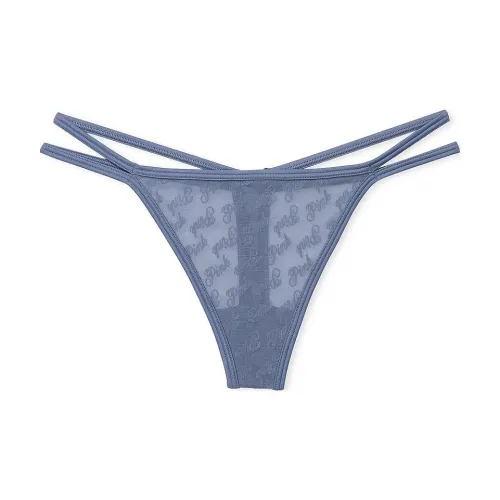 Victoria's Secret Розовый логотип Сетка Strappy Стринг PANTY DUSTY Радужка Нижнее белье Женские 1 шт Синий
