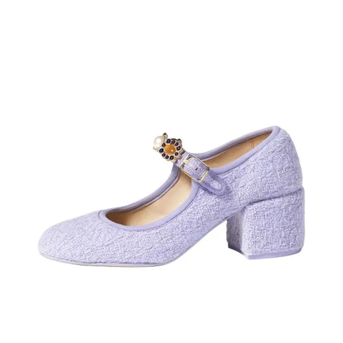 CHANEL Mary Jane Shoes 6 см Женские Фиолетовые