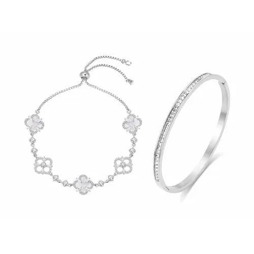 MUYAN Сплав Искрящийся Four Leaf Clover Комбинация Браслет Женские