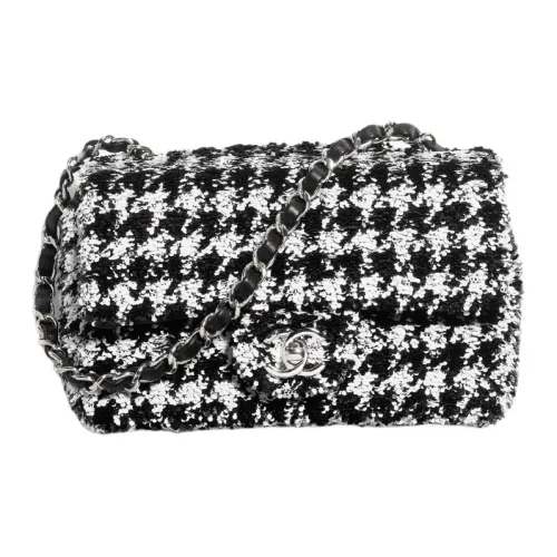CHANEL Блестки Flap Bag Сумка через плечо Маленькая Женская Черная и Белая
