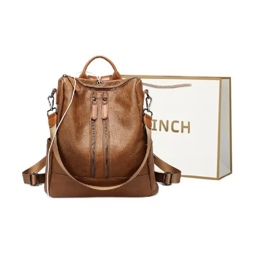 BRINCH ПУ (полиуретан) Рюкзак Женские Двойной Zip Карамель Двойной Zip Черный