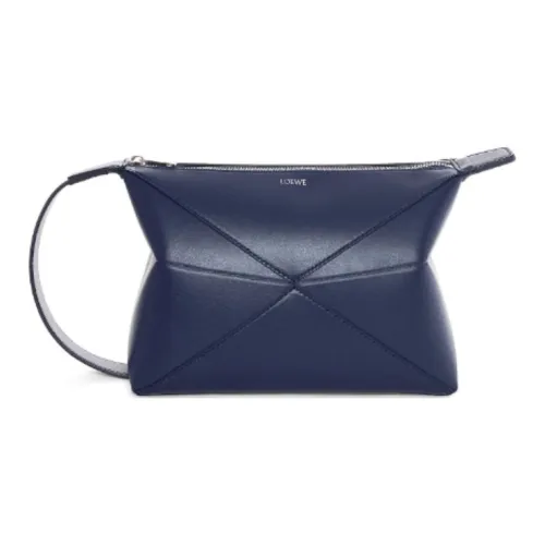 LOEWE Сумка для туалетных принадлежностей из коровьей кожи Мужская Темно-синяя