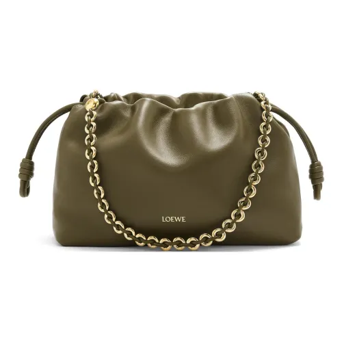 LOEWE Flamenco Мягкий Наппа Овца Кожа Одно плечо Через плечо Ручная Сумка Женская Хаки Зеленый