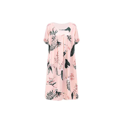 Flowers in water Ночная сорочка Женская Чернила Пастельно-розовый
