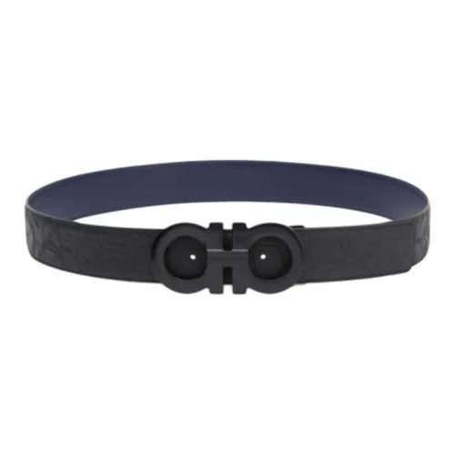 Ferragamo Двойной тон дизайна плавная застежка телячья кожа кожаные ремни мужской черный ширина 3,8 см