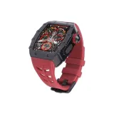 Чёрная оболочка / красный ремешок [текстура кожи акулы]