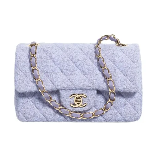 CHANEL Classic Flap CF Шерсть Саржа Мягкий Шерстяной Твид Сумка через плечо Мини Женские Таро фиолетовый