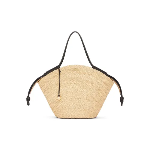 LOEWE Рафия с Наппа Коровья кожа Сумка Большая Женская Натуральная и Черная