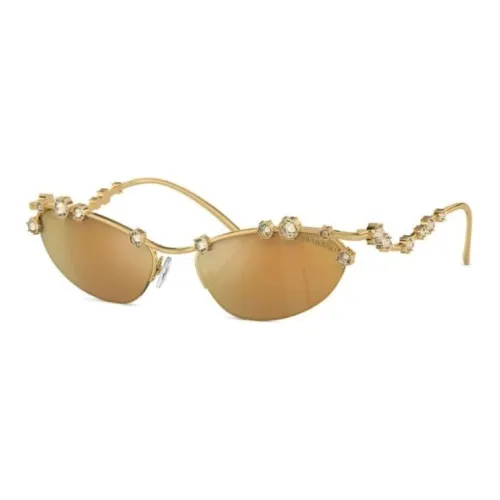 Swarovski Металл Кристалл Кошачий глаз Солнцезащитные очки Женские Золото