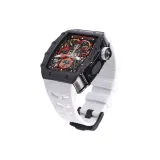 Чёрная оболочка / белый ремень [акула кожа, цветочный узор]