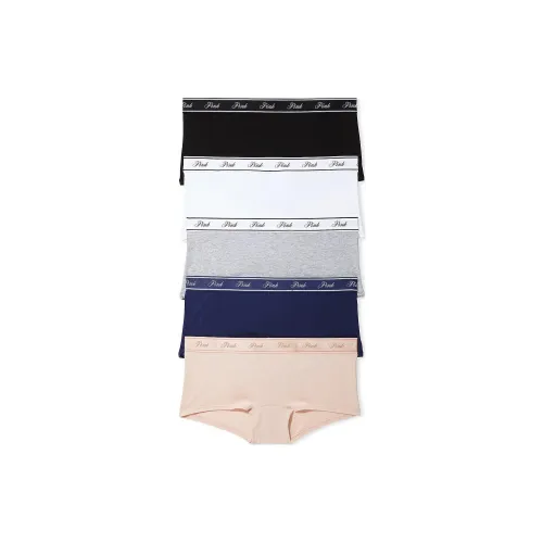 Victoria's Secret Розовый 5 пар Логотип Хлопок BOYSHORT Трусы Весна Базовый Нижнее белье Мужской 5 пар Многоцветный