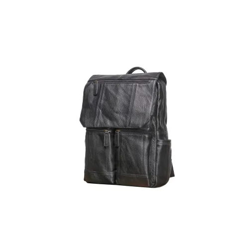 ROSEROOEN Рюкзак из коровьей кожи Мужской Черный Винтажный Коричневый