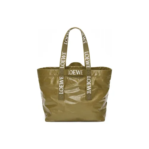 LOEWE Бумага Текстура Коровья кожа Тоут Сумка Сумка для покупок Сумка на плечо Сумка Мужская Хаки зеленый