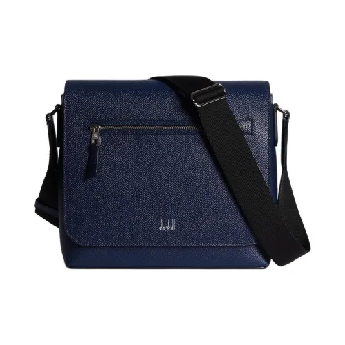 Dunhill Full Коровья кожа С кожаными вставками Сумка через плечо Сумка через плечо Маленькая Мужская Морской синий