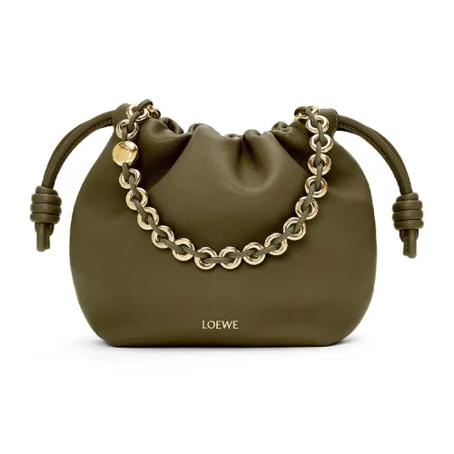 LOEWE Flamenco Nappa Sheepskin Crossbody Clutch Mini Women's Dark Khaki Green