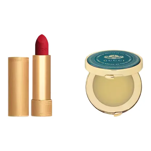 GUCCI Растительный экстракт Увлажняющий Крем Наборы для макияжа Легко смешиваемый Бальзам для губ 8г+Помада 3,5г