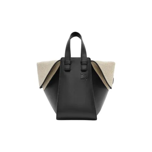 LOEWE Hammock Коровья кожа с холщовой сумкой через плечо женская черная