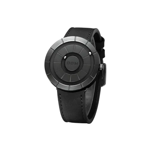DOM Кварцевый механизм кожаный ремешок мужские часы черный циферблат