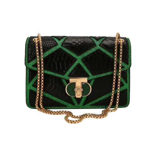 DALO ПУ (полиуретан) Маленькая квадратная сумка через плечо Женская Зеленый Многоцветный Белый Цвет Золотой