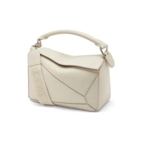 LOEWE Пазл Сатин Коровья кожа Сумка Сумка через плечо Сумка через плечо Маленькая Женская Белая