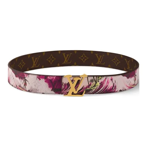 LOUIS VUITTON Логотип бренда Кожаные ремни Мужской Розовый Ширина 4CM