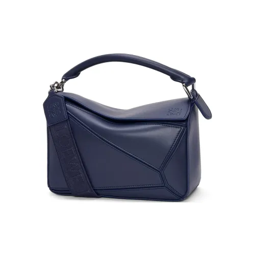 LOEWE Пазл Коровья кожа Сумка Сумка через плечо Сумка через плечо Маленькая Женская Темно-синяя