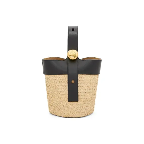 LOEWE Рафия с коровьей кожей ведрообразная сумка сумка через плечо мини-сумка женская натуральный и черный