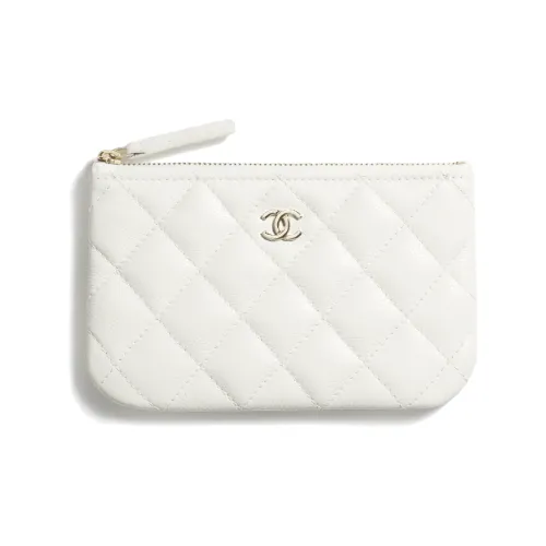 CHANEL Блестящий Телячья кожа и Металл Клатч Маленький Женская Белый