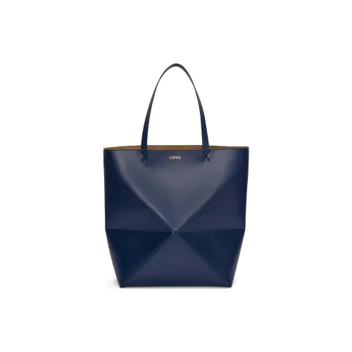 LOEWE Блестящая сумка из коровьей кожи Tote сумка для покупок сумка через плечо сумка Extra Large женская темно-синий