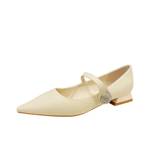 Bamiti Грубый каблук Туфли Мэри Джейн Женские Абрикос