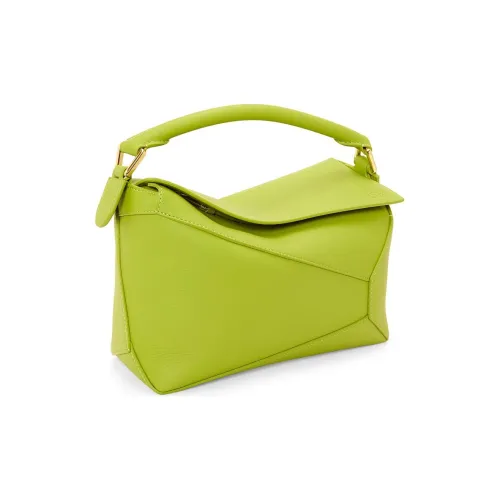 LOEWE Пазл Коровья кожа Сумка Сумка через плечо Сумка через плечо Маленькая Женская Травяной зеленый